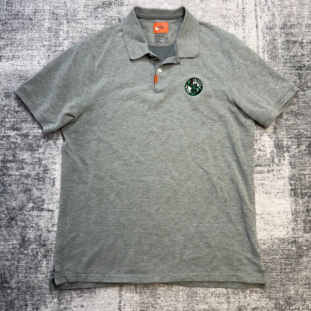 Maine Celtics Shirt Mens Medium Nike Polo Dri Fit‎ Pique Knit G Leage NBA Swoosh